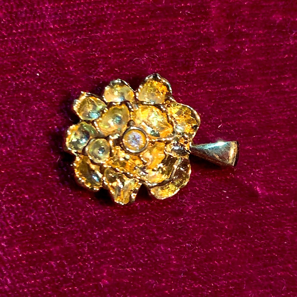 Gold Plated Flower W/ Diamond Acc Pendant Jewelry